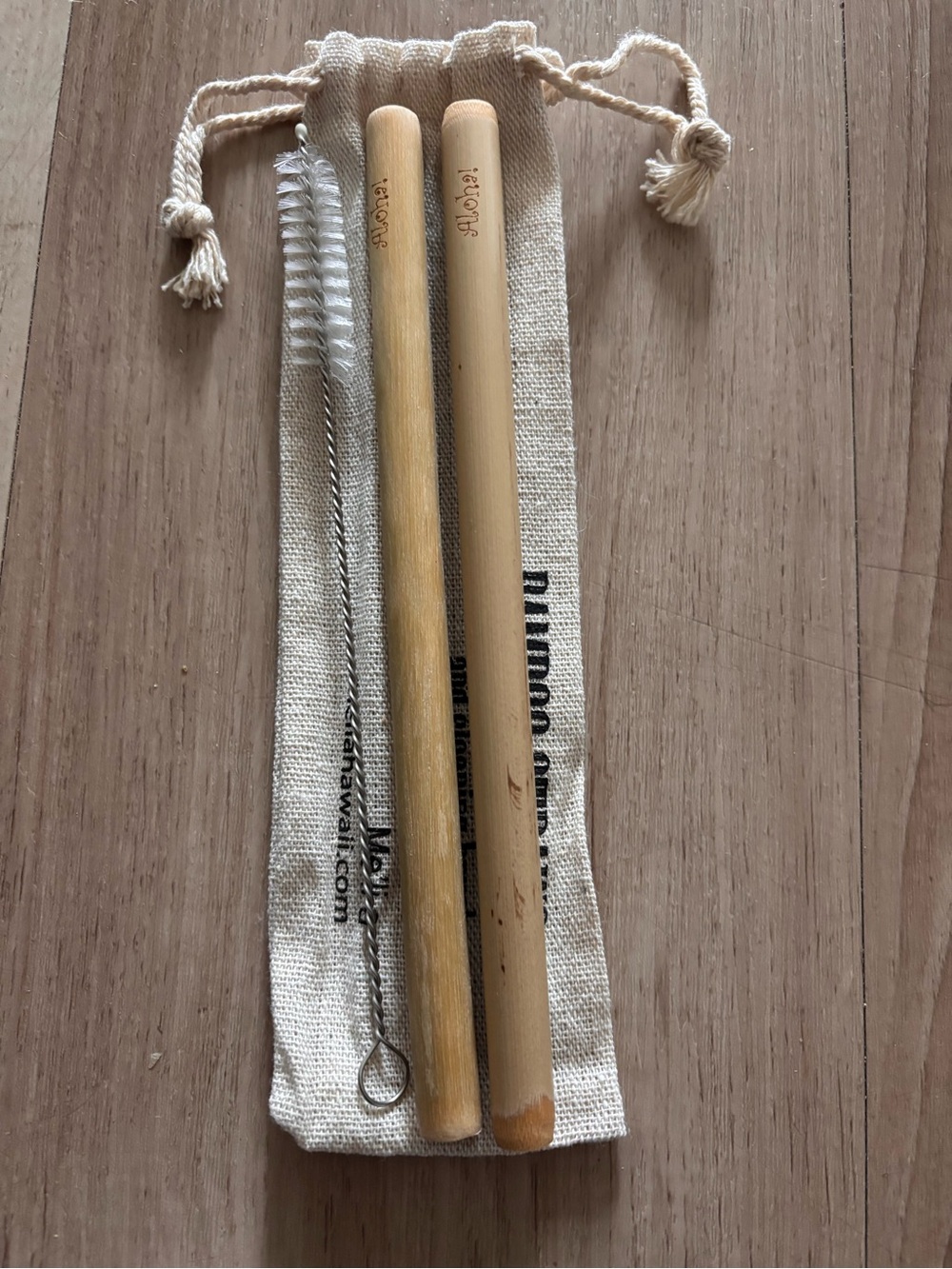 Reusable Bamboo Straw Set with Brush – Natural Bamboo